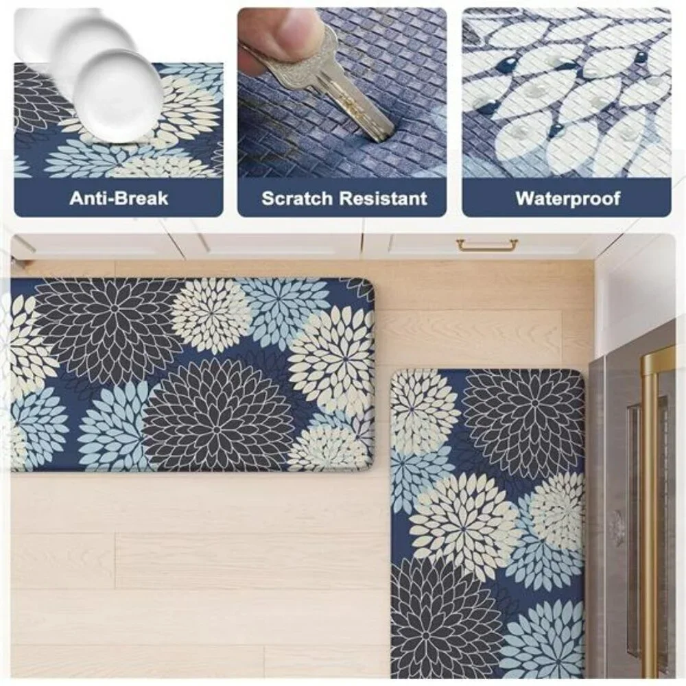 Boho Anti Fatigue Kitchen Mats Set Cushioned Non Slip Waterproof Floor Rugs